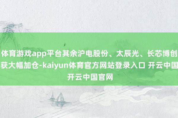 体育游戏app平台其余沪电股份、太辰光、长芯博创均均获大幅加仓-kaiyun体育官方网站登录入口 开云中国官网