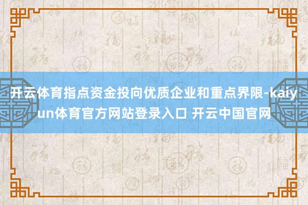 开云体育指点资金投向优质企业和重点界限-kaiyun体育官方网站登录入口 开云中国官网